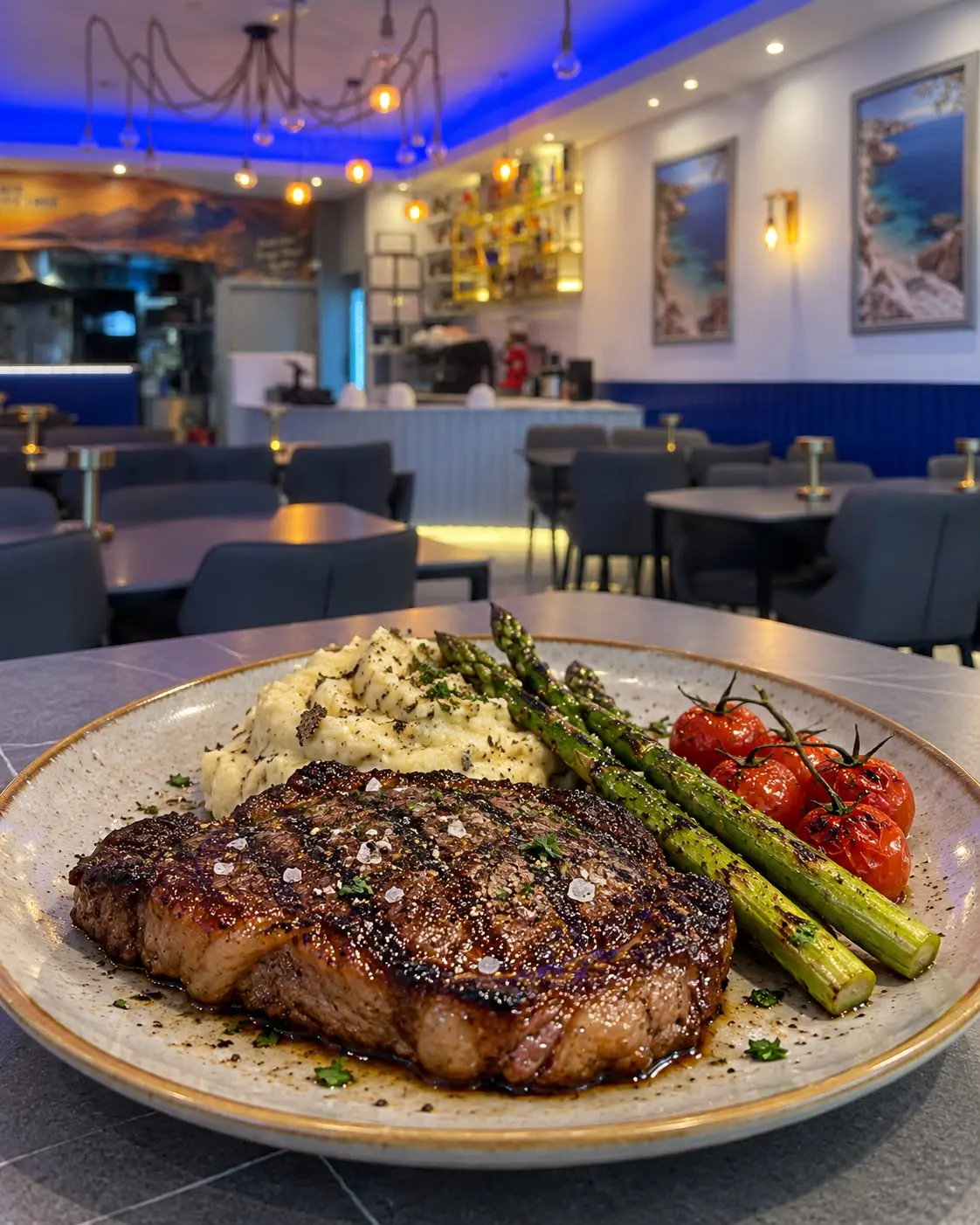 Chargrilled ribeye steak